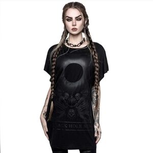 Killstar Black Hole Sun T-Shirt Dress Black Women's Small